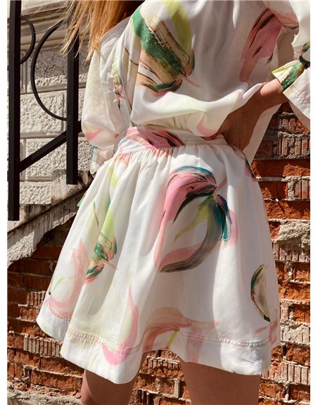 Kvetovaný set sukňa+blúzka