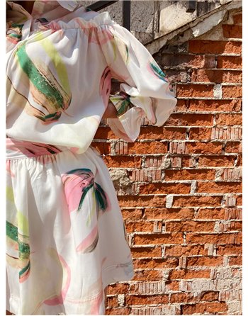 Kvetovaný set sukňa+blúzka