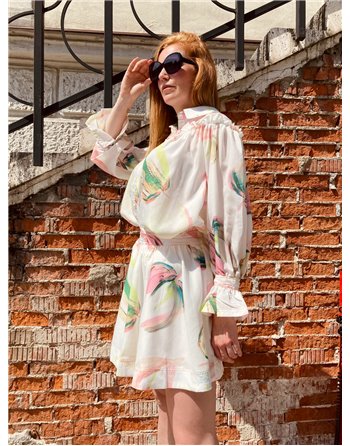 Kvetovaný set sukňa+blúzka