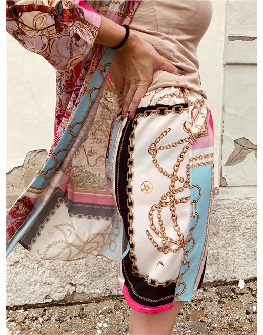 Kraťasový vzorovaný kimono komplet