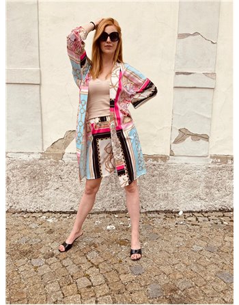 Kraťasový vzorovaný kimono komplet