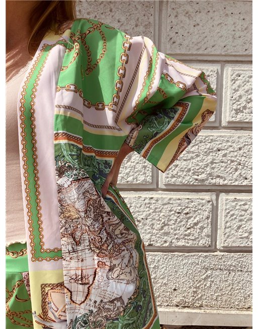 Vzorovaný kimono komplet green