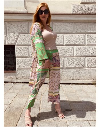 Vzorovaný kimono komplet green