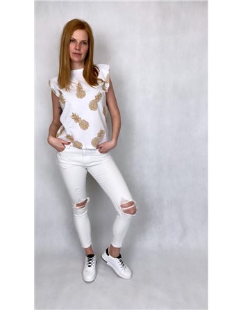 Skinny riflové nohavice white