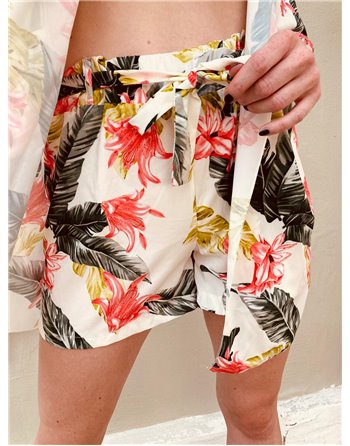 Letný trojkomplet croptop+kraťasy+kaftan