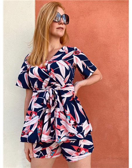 Saténový kraťasový komplet so vzorom