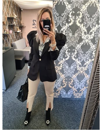 Koženkové krémové nohavice