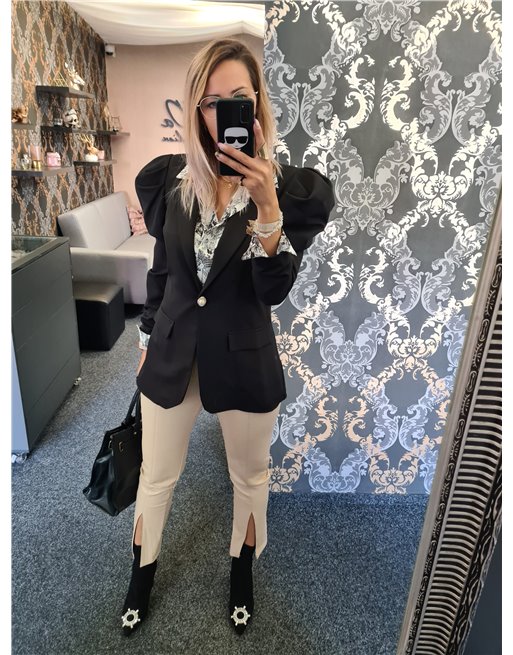 Koženkové krémové nohavice