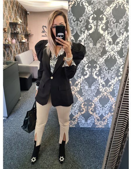 Koženkové krémové nohavice