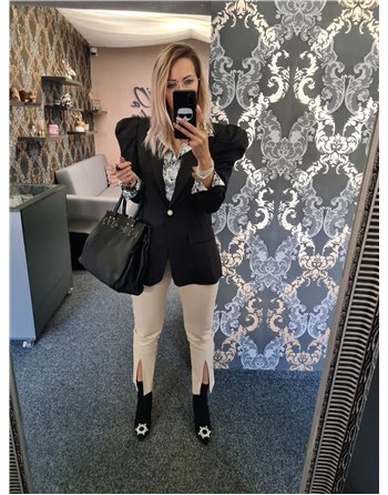 Koženkové krémové nohavice