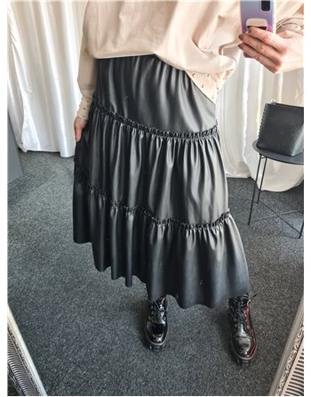Koženková sukňa s volánmi MIHO