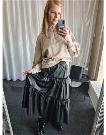 Koženková sukňa s volánmi MIHO
